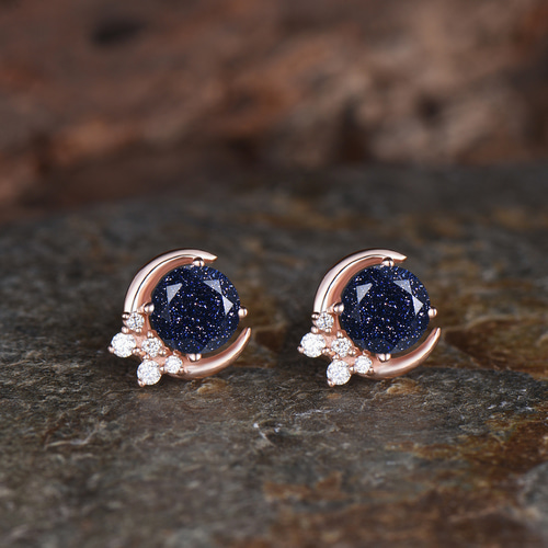 ムーンピアス ギャラクシーブルーサンドストーンピアス モアッサ