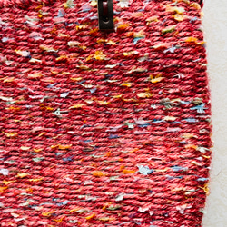 【1点物】天然素材　手織り麻ひもかごバッグ　ピンク 2枚目の画像