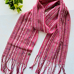 【一点物】コットン手織りストール　ピンク 1枚目の画像