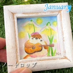 １２ヶ月の誕生花　ミニ原画　1月 1枚目の画像