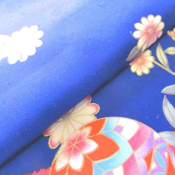 藍色共友禪、金色、引田花紋、純絲團子、丹後捲簾 No.218-6 前身部分 [長 130cm x 寬 28cm] 兒童 第1張的照片