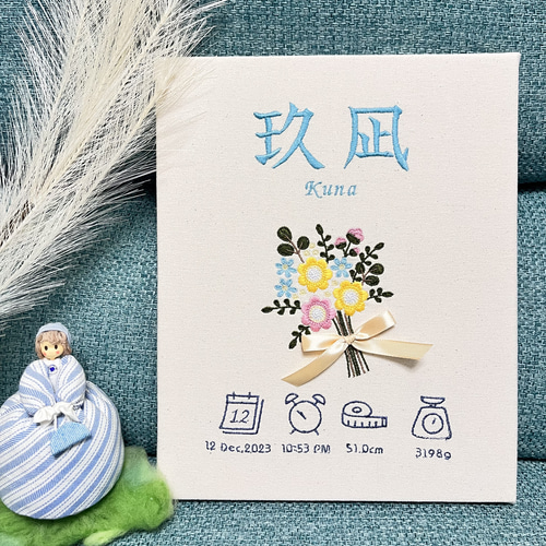 【刺繍】命名書✧メモリアルボード✧オーダーメイド 刺繍】フルオーダー✧命名✧命名書✧メモリアルボード 雑貨