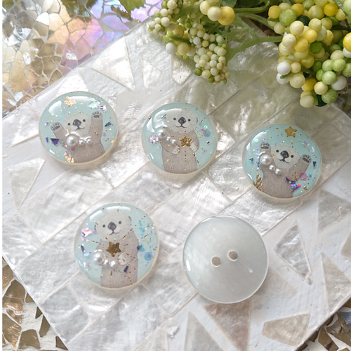 ラッコのカボション☆5個 s3 らっこ/ボタン/カボション/海/マリン/動物 