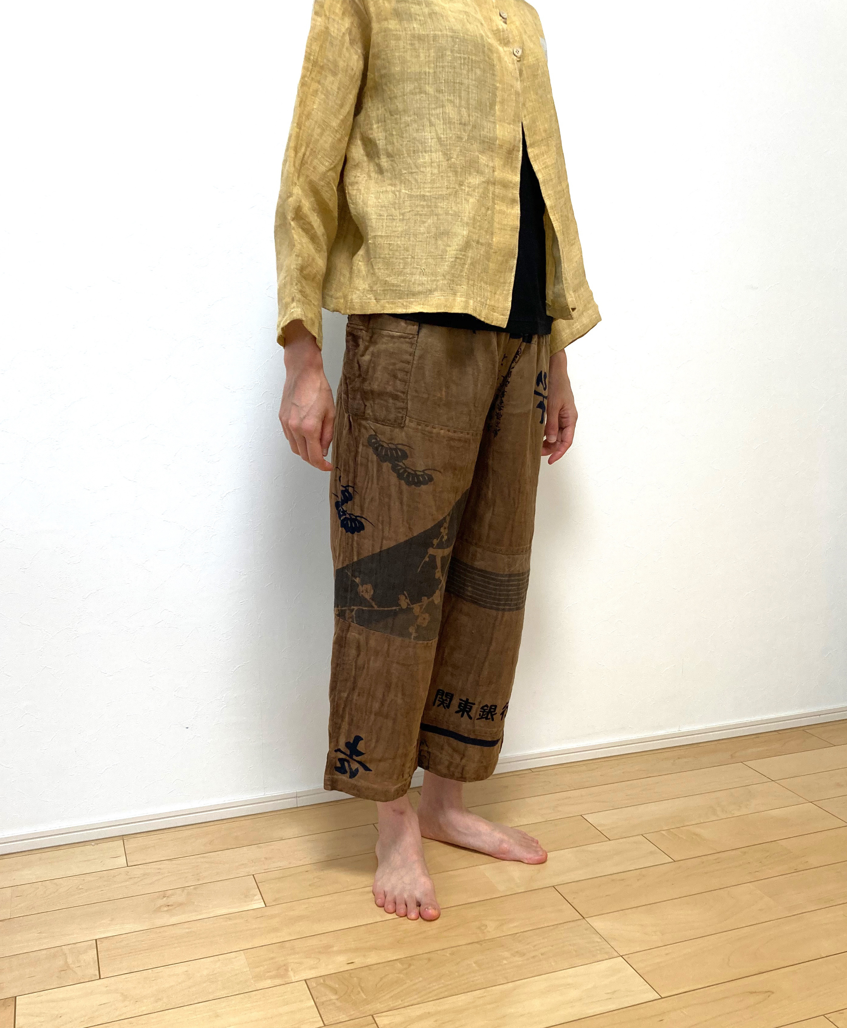 ツムラ 日本の名湯 柿渋手ぬぐい パンツ 有松絞り ハンドメイド