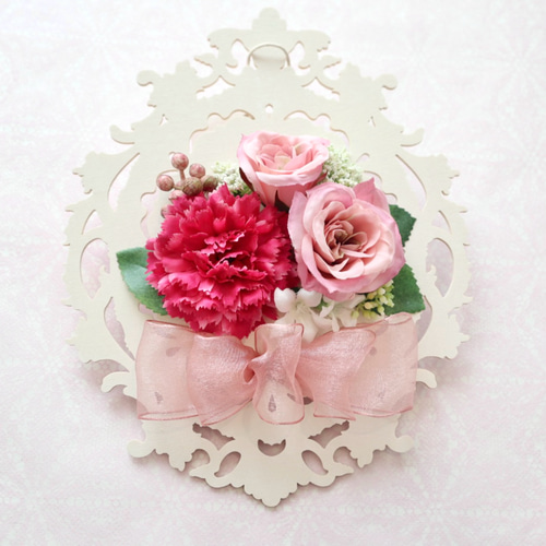 バラの飾り 母の日フラワー2024 Creema限定 カーネーションとバラのプレート