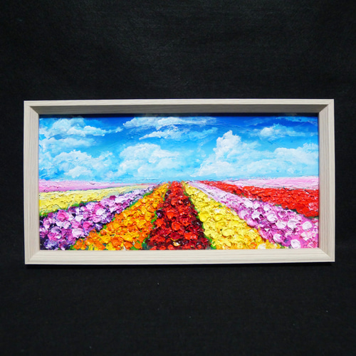 油絵 油彩 油彩画 絵 絵画 長方形ミニ絵画【花畑】 絵画 HR