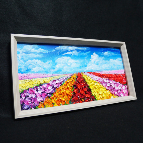 油絵 油彩 油彩画 絵 絵画 長方形ミニ絵画【花畑】 絵画 HR