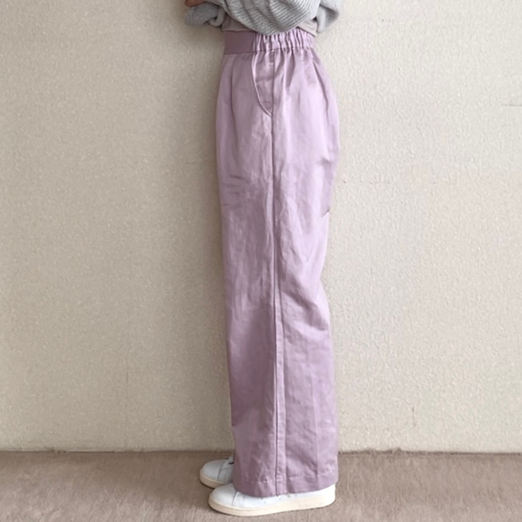 【低身長さん向け洋服】ツータックワイドパンツ　（色：ピンク） 8枚目の画像