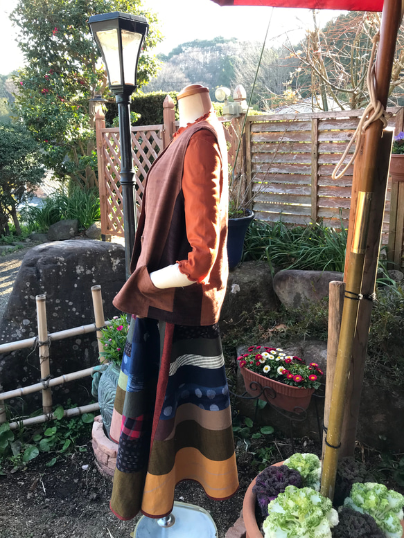 久留米絣60枚ハギフレアースカート 4枚目の画像