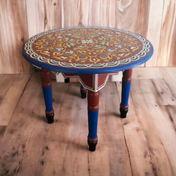 木製塗装モロッコの小さなテーブル 1枚目の画像