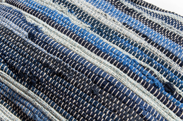 コットン織り軽量バッグ クロスボディバッグ サイドバッグ ショルダーバッグ トートバッグ ショッピングバッグ - 青空 エスニッ 18枚目の画像