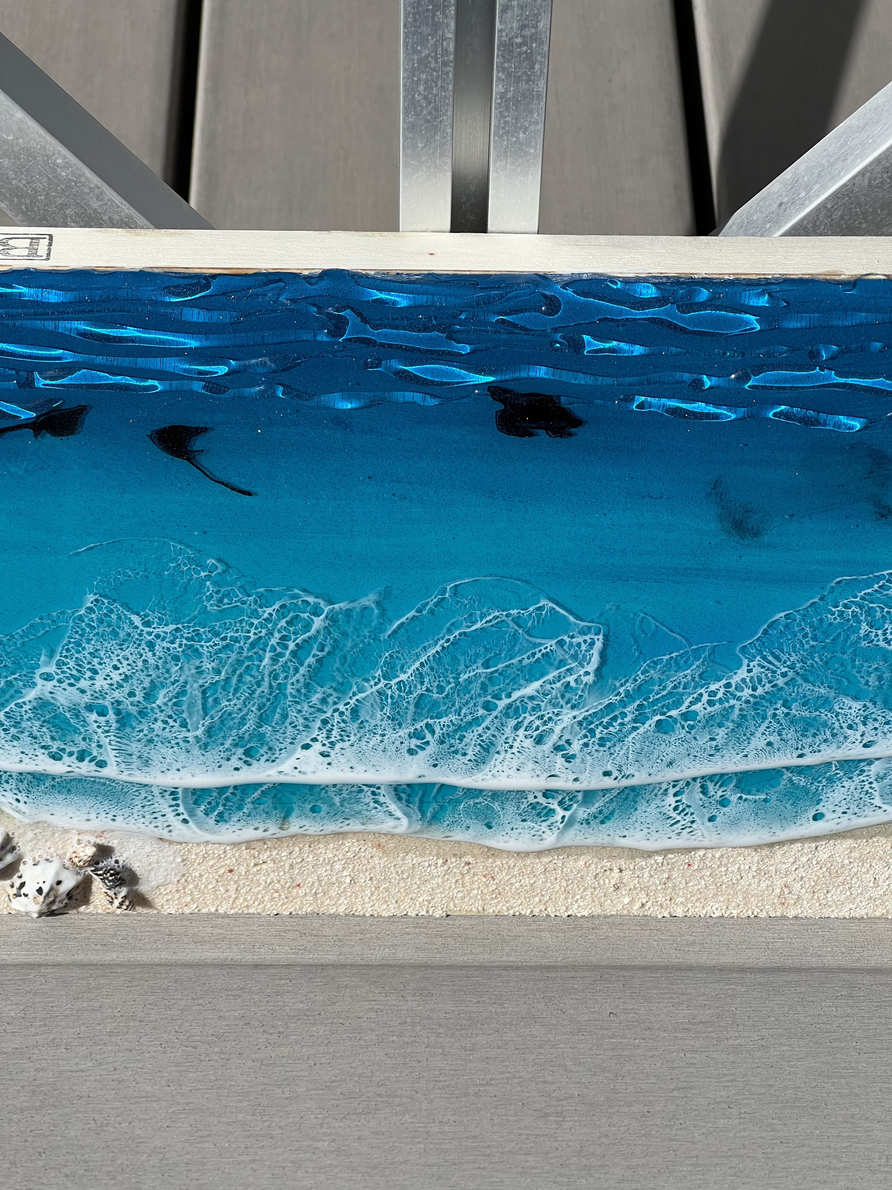 オーシャンパネル マンタホヌ海貝殻水面 エポキシレジン 壁掛け