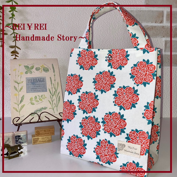 新作！送料無料！紙袋型トートバッグ♡北欧花柄 トートバッグ REI¥REI 