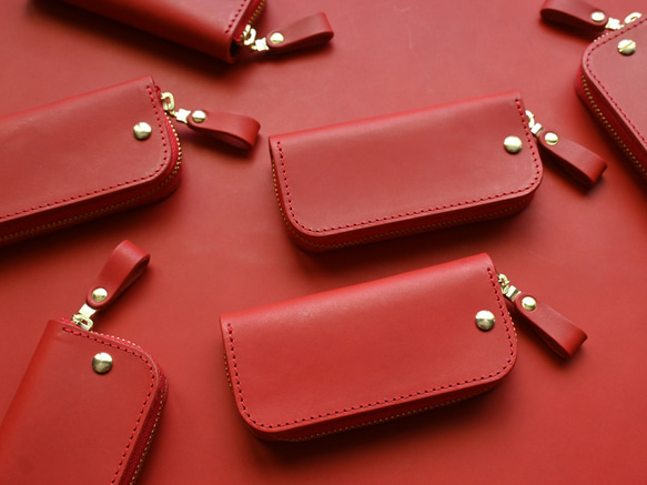 Leather Key Case ( Custom Name ) - Joy Red 4枚目の画像