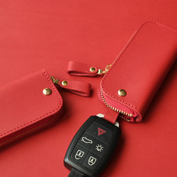 Leather Key Case ( Custom Name ) - Joy Red 5枚目の画像