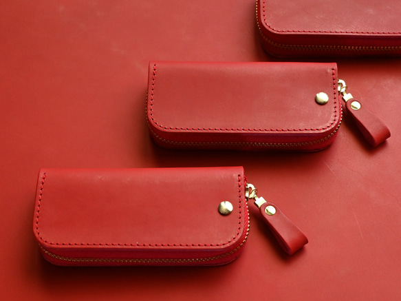 Leather Key Case ( Custom Name ) - Joy Red 7枚目の画像