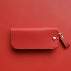 Leather Key Case ( Custom Name ) - Joy Red 2枚目の画像