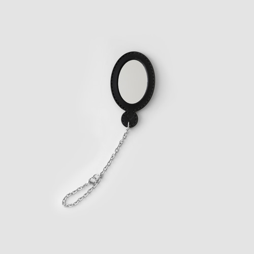 ミニハンドミラー 手鏡 本革 レザー チャームチェーン付き 名入れ可能