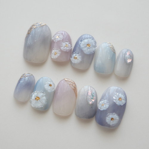 ハンドメイド 花柄ネイルチップ 楽天市場】☆和柄/フラワーネイル☆ブラック ブロンズラメ 花柄