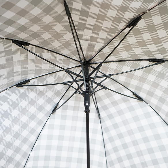 竹製雨傘方格紋棕色長傘晴雨兩用 ALCEDO 161055 陽傘傘 格紋竹柄 第17張的照片