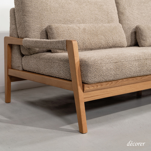 ブークレ生地と天然木フレームのソファ【 2人掛け : 2色