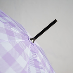 竹製雨傘方格紋紫色長傘晴雨兩用 ALCEDO 161056 遮陽傘雨傘格紋竹柄 第18張的照片