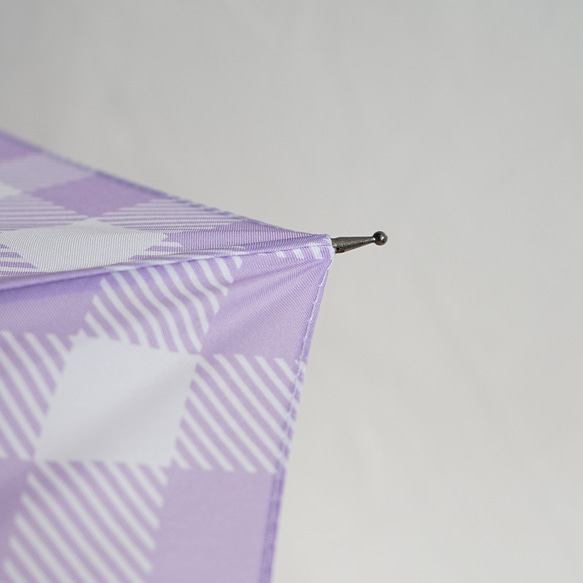 竹製雨傘方格紋紫色長傘晴雨兩用 ALCEDO 161056 遮陽傘雨傘格紋竹柄 第16張的照片