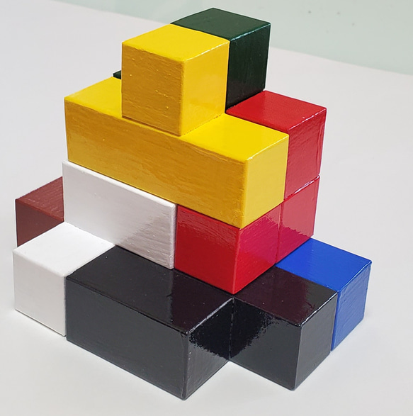 ☆知育玩具■ハンドメイドのニキーチンの「みんなの積み木」大人でも難しい (1辺9cmの立方体) 10枚目の画像
