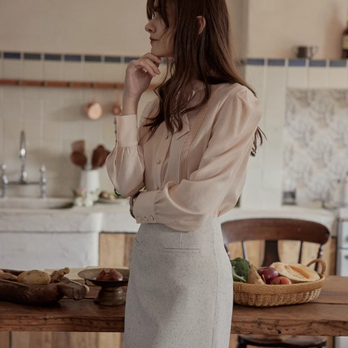 45r 長袖シャツ ブラウス　ピンタック　美品 45rpm - 良品 45R 45rpm フォーティーファイブアールピーエム