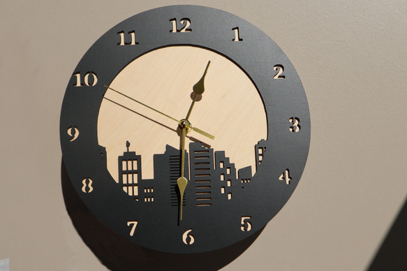 夜光都市　掛け時計　木製　静音時計　スイープ式時計 5枚目の画像