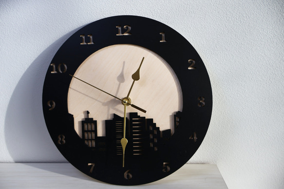 夜光都市　掛け時計　木製　静音時計　スイープ式時計 4枚目の画像
