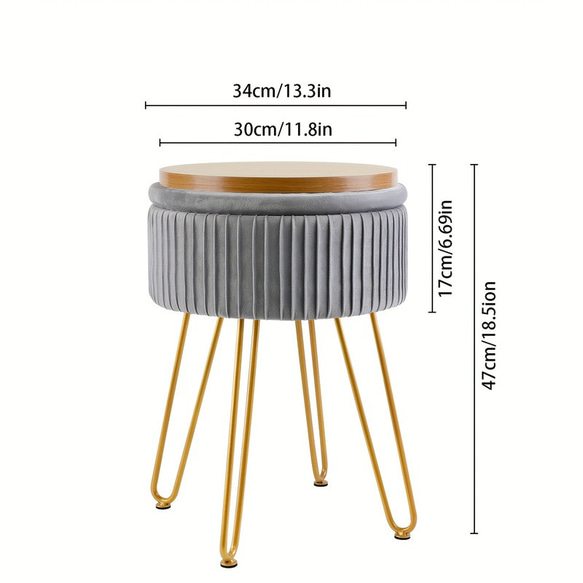 スツール ラグジュアリー 収納 スペース 付き おしゃれ かわいい インテリア オットマン サイドテーブ ch-1485 11枚目の画像