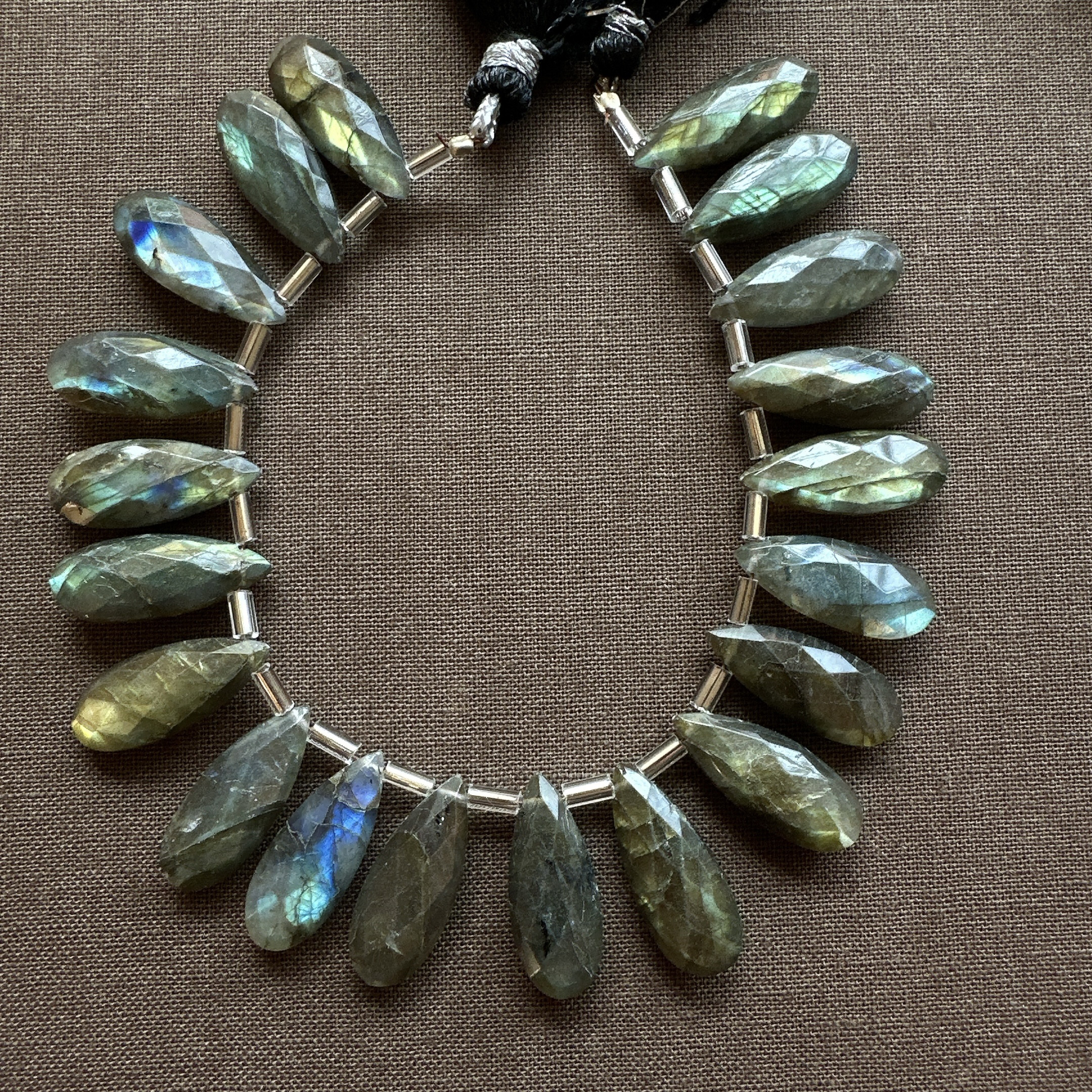 【14kgf 】uzumaki  ラブラドライトとハーキマーダイヤモンドのY字ネックレス《送料無料》