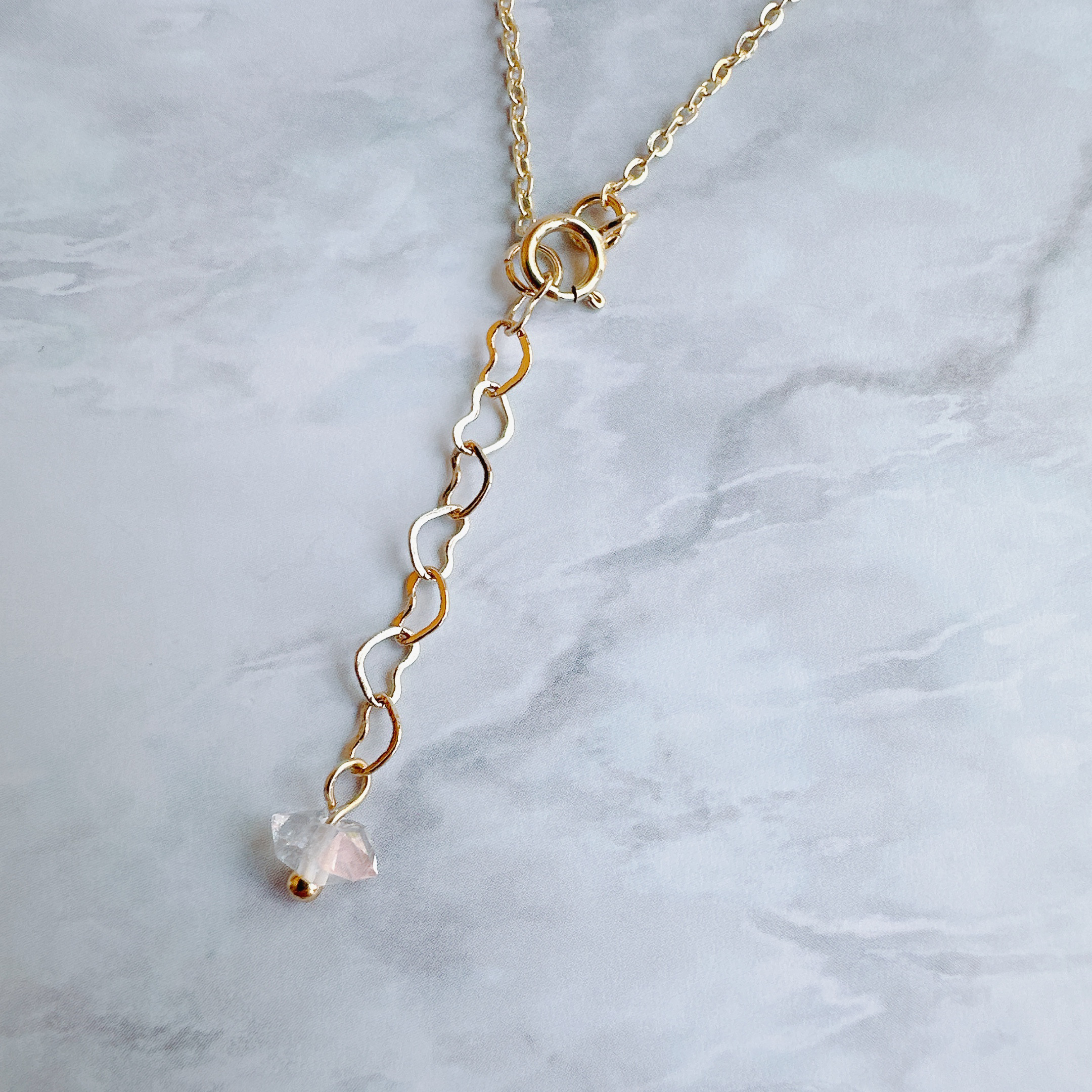 【14kgf 】uzumaki  ラブラドライトとハーキマーダイヤモンドのY字ネックレス《送料無料》