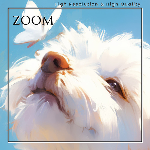 蝶犬戯舞 - マルチーズ犬の子犬 No.3】春・蝶・子犬・アートポスター