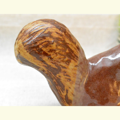 お願いリス りすの置き物 手合わせ・お祈り 頼んます栗鼠 こげ茶色