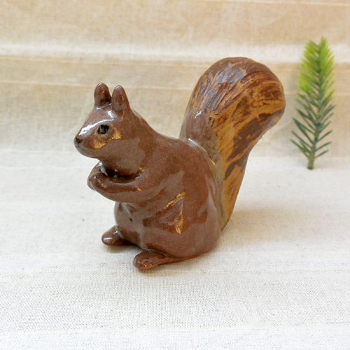 お願いリス りすの置き物 手合わせ・お祈り 頼んます栗鼠 こげ