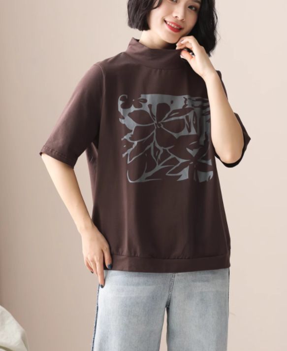 初春.  綿.無地.コットンTシャツ ブラウス　夏Tシャツ.ブッラク 2枚目の画像