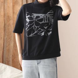 初春.  綿.無地.コットンTシャツ ブラウス　夏Tシャツ.ブッラク 5枚目の画像