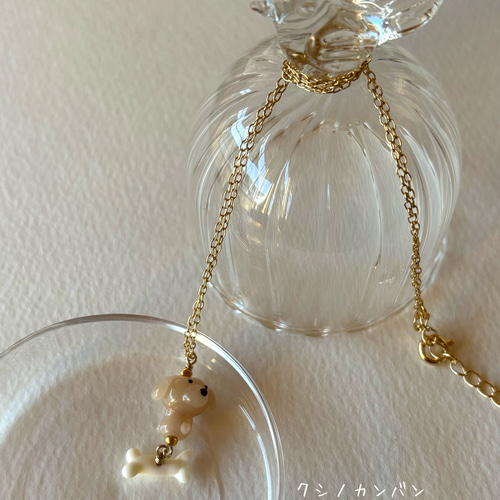 透明石の動物形ペンダント 動物ペンダント【トイプードル ベージュ】その2 ネックレス