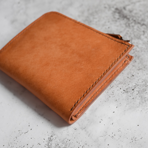 L字ファスナー財布 本革 ｲﾀﾘｱﾝﾚｻﾞｰ Brown ブラウン その他ミニ財布