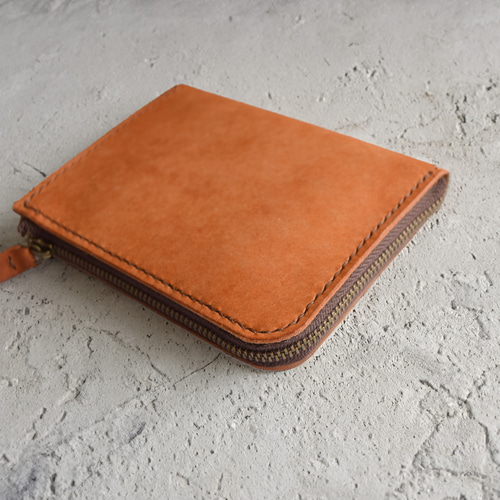 L字ファスナー財布 本革 ｲﾀﾘｱﾝﾚｻﾞｰ Brown ブラウン その他ミニ財布
