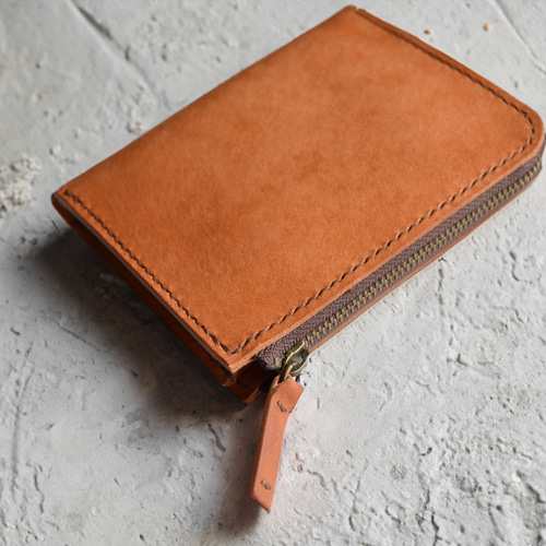 L字ファスナー財布 本革 ｲﾀﾘｱﾝﾚｻﾞｰ Brown ブラウン その他ミニ財布