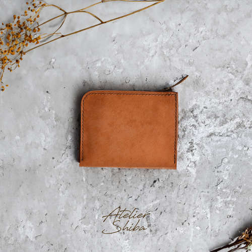 イタリアンレザー　ヌメ革　L字ファスナーウォレット　ライトブラウン　コンパクト L字ファスナー財布 本革 ｲﾀﾘｱﾝﾚｻﾞｰ Brown ブラウン その他ミニ財布