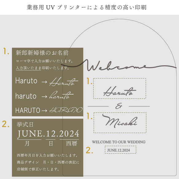 ウェルカムボード 木製 ウェルカムスペース シンプル おしゃれ 結婚式 ウェディング 名入れ【ウェルカムボードアーチ 4枚目の画像