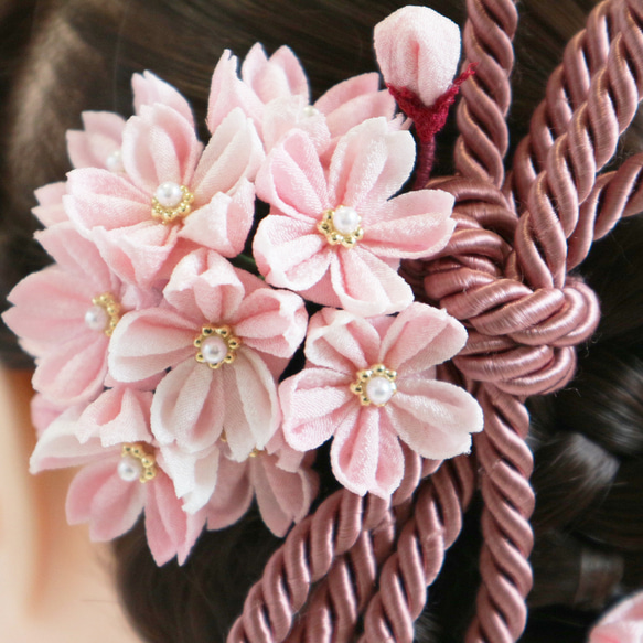 つまみ細工　髪飾り【P-05】ピンク系　桜　成人式　卒業式　和装 2枚目の画像