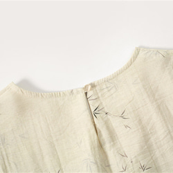 春芽 新中式國風文藝復古竹子印花洋裝 無袖荷葉邊下襬寬鬆連身裙 第5張的照片