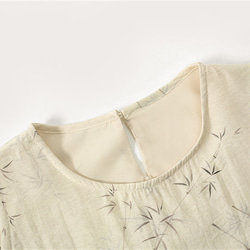 春芽 新中式國風文藝復古竹子印花洋裝 無袖荷葉邊下襬寬鬆連身裙 第3張的照片