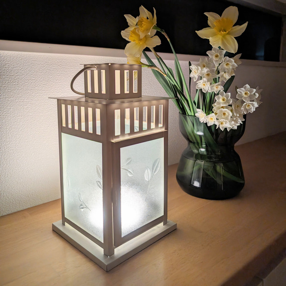 昭和レトロガラス LEDセンサーライト USB充電式 置型 照明