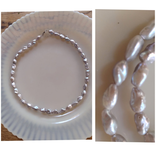 希少！ ケシパールネックレス （シルバーグレー） ネックレス  